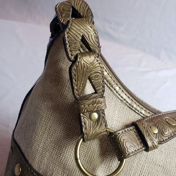 Relic Women's Cream Leather Studded Lined Canvas Purse Shoulder Bag - Picture 7 of 12